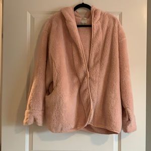Light pink oversized fuzzy jacket